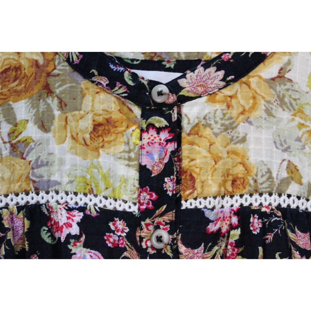 by Anthropologie Ruffled Floral Midi Dress Black Motif Boho Size Large H14101 - Picture 8 of 12